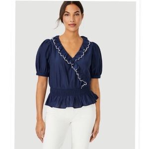 NWT ANN TAYLOR SCALLOPED RUFFLE WRAP TOP LARGE SIZE